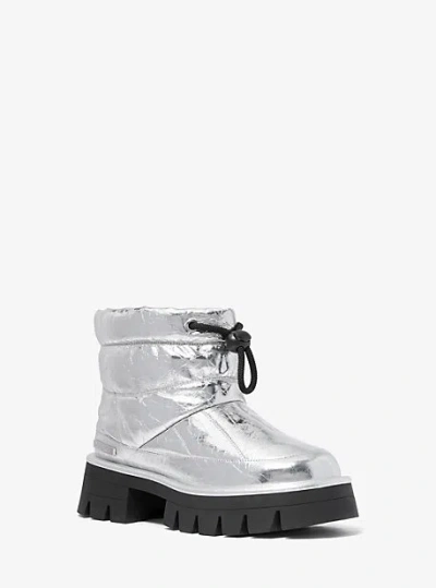 Michael Kors Barton Crackled Metallic Leather Boot In Silver