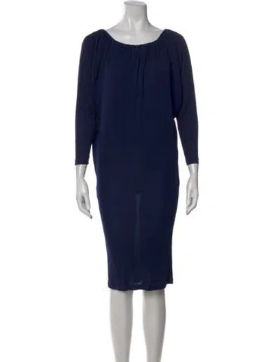 Pre-owned Michael Kors Bateau Neckline Knee-length Dress In Blue
