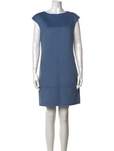 Pre-owned Michael Kors Bateau Neckline Knee-length Dress In Blue