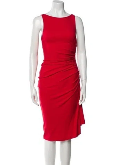 Pre-owned Michael Kors Bateau Neckline Knee-length Dress In Red