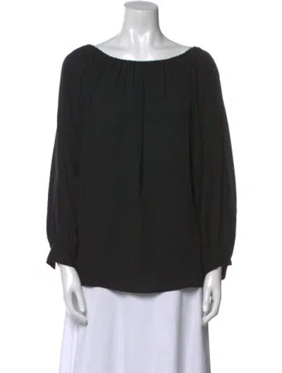 Pre-owned Michael Kors Bateau Neckline Long Sleeve Blouse In Black