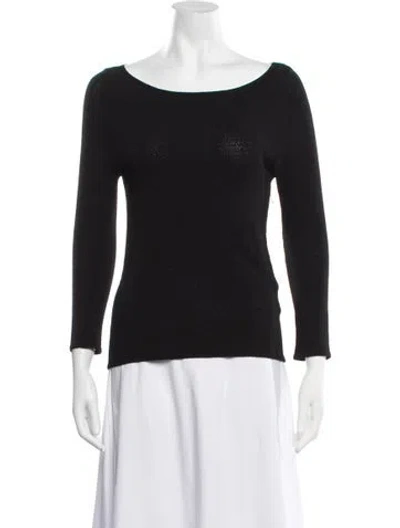 Pre-owned Michael Kors Bateau Neckline Long Sleeve Top In Black