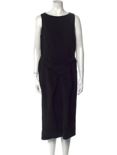 Pre-owned Michael Kors Bateau Neckline Midi Length Dress In Black