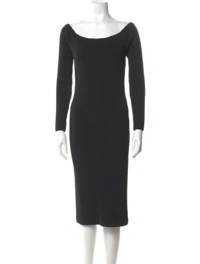 Pre-owned Michael Kors Bateau Neckline Midi Length Dress In Gray
