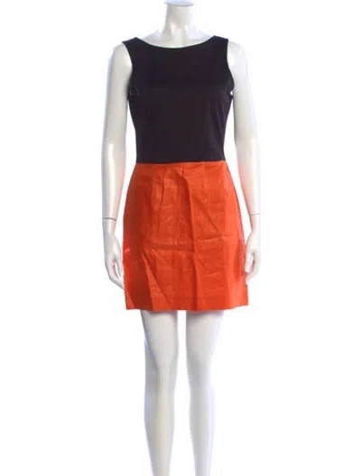 Pre-owned Michael Kors Bateau Neckline Mini Dress In Orange