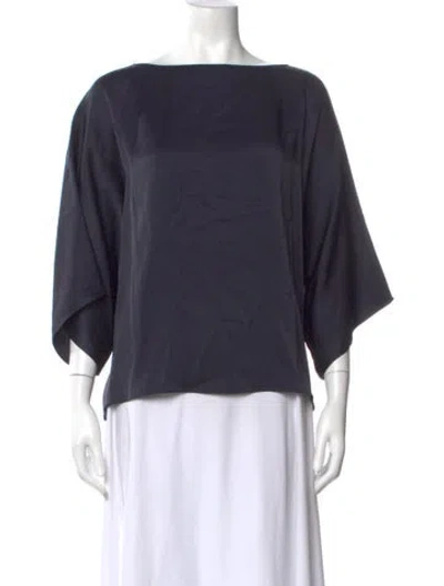 Pre-owned Michael Kors Bateau Neckline Short Sleeve Blouse In Blue