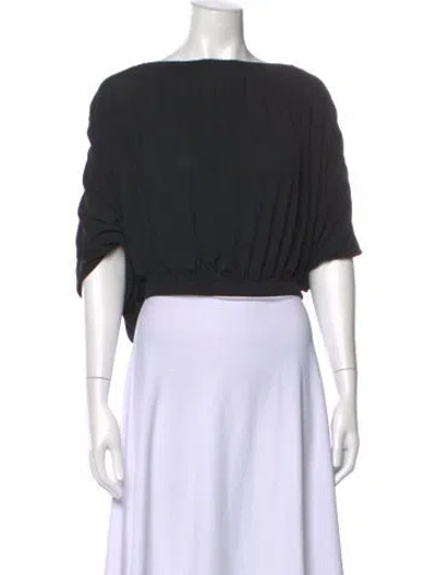 Pre-owned Michael Kors Bateau Neckline Short Sleeve Crop Top In Black