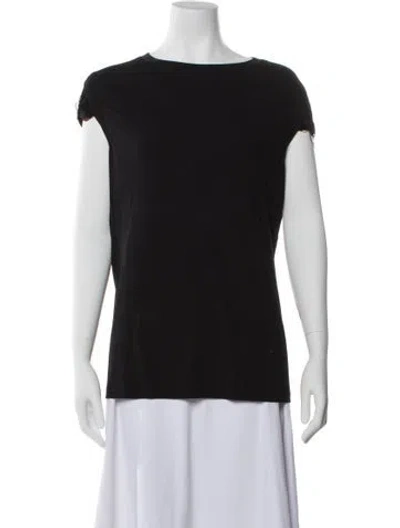Pre-owned Michael Kors Bateau Neckline Short Sleeve Top In Black