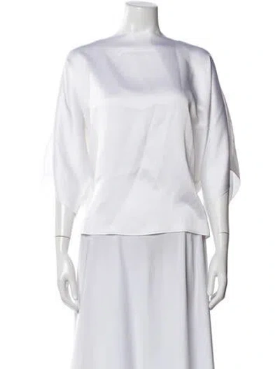 Pre-owned Michael Kors Bateau Neckline Short Sleeve Top In White