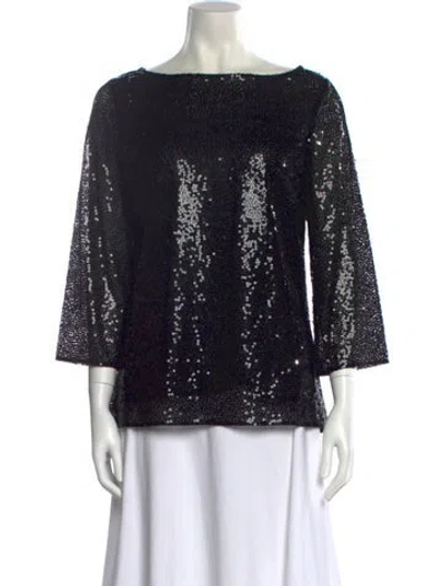 Pre-owned Michael Kors Bateau Neckline Three-quarter Sleeve Blouse In Black