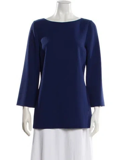 Pre-owned Michael Kors Bateau Neckline Three-quarter Sleeve Blouse In Blue