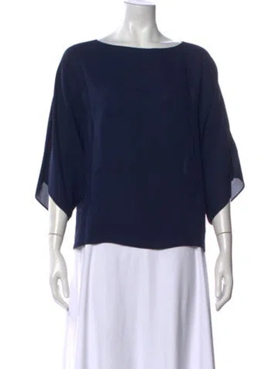 Pre-owned Michael Kors Bateau Neckline Three-quarter Sleeve Blouse In Blue