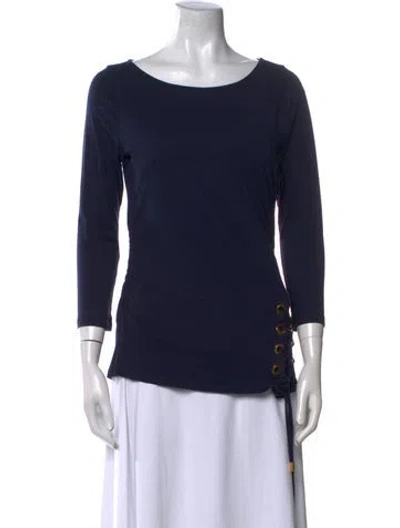 Pre-owned Michael Kors Bateau Neckline Three-quarter Sleeve T-shirt In Blue