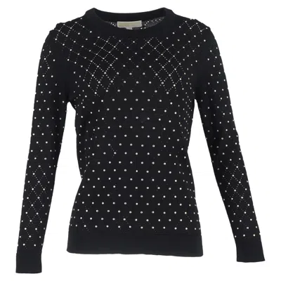 Michael Kors Beaded Lasercut Sweater In Black Viscose
