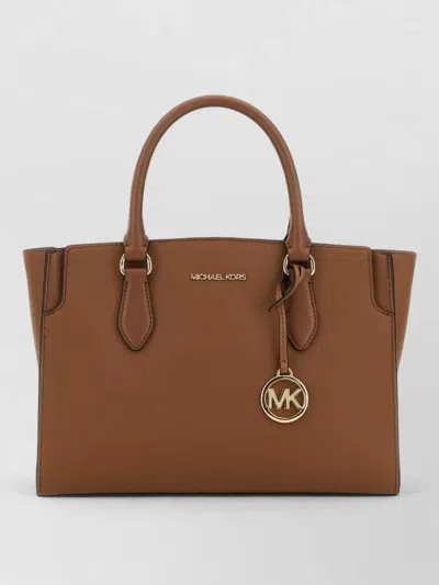Michael Kors Becca Leather Shoulder Bag Double Handles In Brown