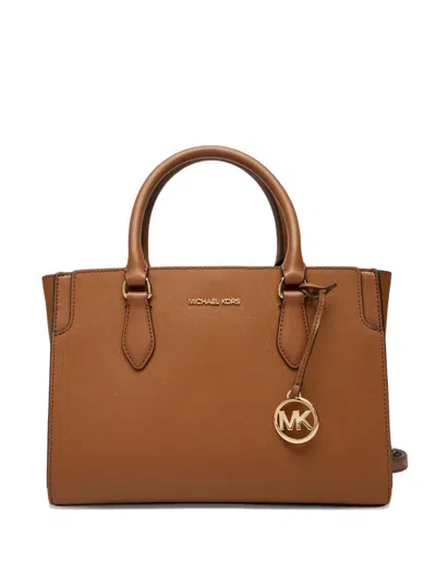 Michael Kors Becca Logo-charm Tote Bag In Brown