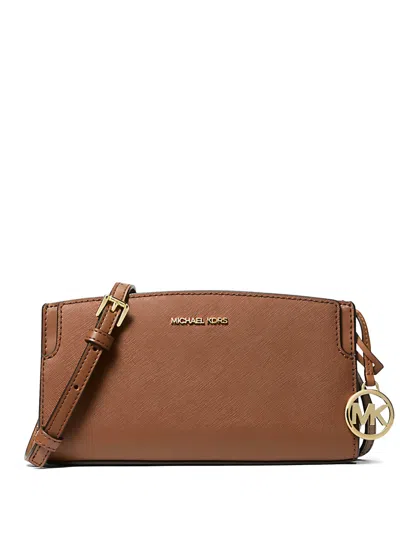 Michael Kors Becca Small Saffiano Leather Crossbody Bag In Brown