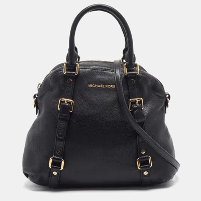 Pre-owned Michael Kors Bedford Belted Black Leather Satchel