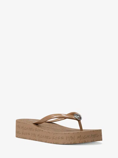 Michael Kors Bedford Logo Flip Flop In Brown