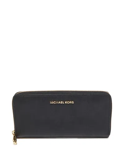 Pre-owned Michael Kors Logo-detail Zip-around Wallet In Black