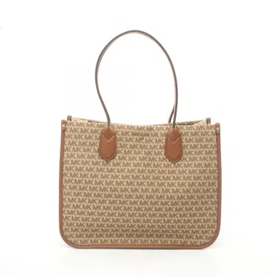 Pre-owned Michael Kors Beige Brown Canvas Leather Tote Bag ()