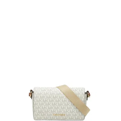 Pre-owned Michael Kors Beige Brown White Pvc Leather Pouch Shoulder Bag () In Beige Brown, White