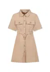 Michael Kors Drawstring Dress In Beige