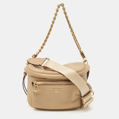 Pre-owned Michael Kors Beige Leather Medium Slater Sling Bag In Sand