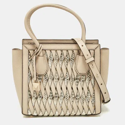 Pre-owned Michael Kors Beige Leather Mercer Studio Tote