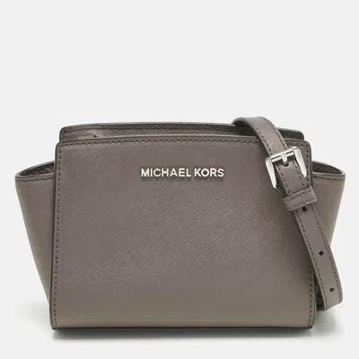 Pre-owned Michael Kors Beige Leather Mini Selma Crossbody Bag In Sand