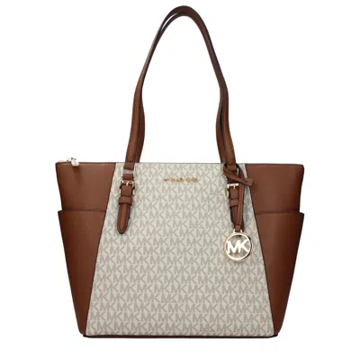 Michael Kors Charlotte Logo-print Leather Tote Bag In Gray