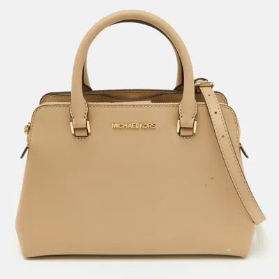 Pre-owned Michael Kors Beige Leather Small Idina Satchel