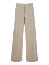 Michael Kors Beige Pants With Wide Leg And Belt Loops In Linen And Cotton Blend Woman In Beige