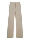 Michael Kors Beige Pants With Wide Leg And Belt Loops In Linen And Cotton Blend Woman In Beige