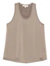 Michael Kors Beige Satin Racerback Tank Top  In Nude