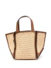 Michael Kors Jordi Small Hand-crocheted And Leather Tote Bag In Beige