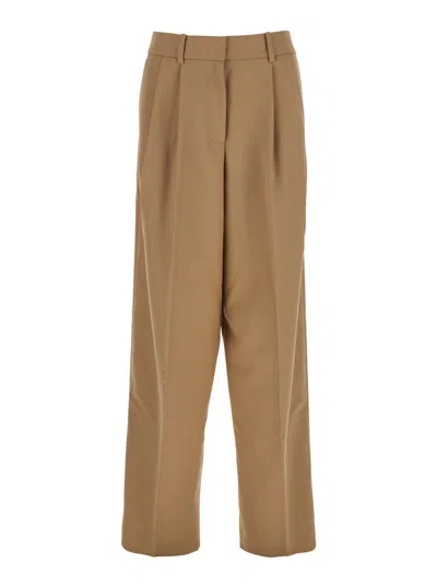 MICHAEL KORS BEIGE TAILORED PANTS WITH PLEATED DETAILS