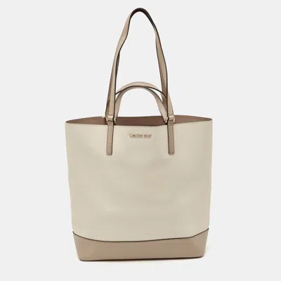 Pre-owned Michael Kors Beige/cream Leather Large Kelli Tote