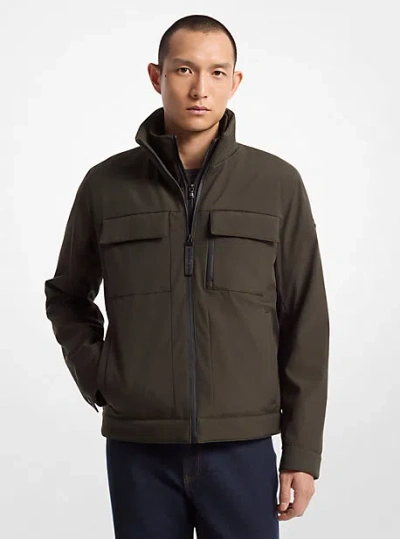 Michael Kors Belgravia Woven Zip-up Jacket In Green