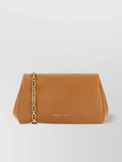 Michael Kors Belle Leather Crossbody With Chain Strap In Brown