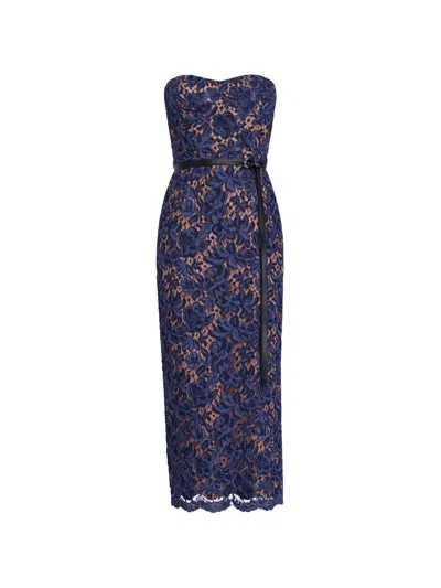 Michael Kors Belt-detail Midi Dress In Blue