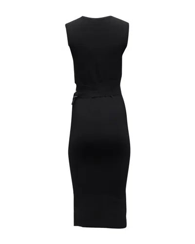 Michael Kors Belt Tie Stretch Dress In Black Viscose