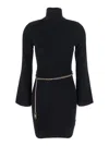 Michael Kors Black Mini Dress With Chain Belt And Logo Plaque On The Rear In Viscose Blend Stretch Woman In Black