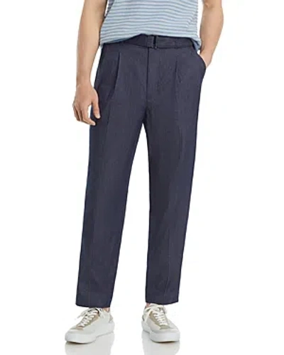 Michael Kors Belted Chambray Trousers In Blue