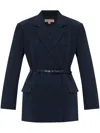 Michael Kors Belted Db Blazer In Blue