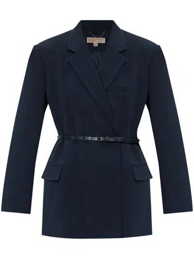 Michael Kors Belted Db Blazer In Blue