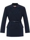 Michael Kors Belted Db Blazer In Blue