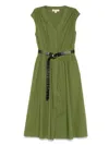Michael Kors Midi Poplin Dress In Green