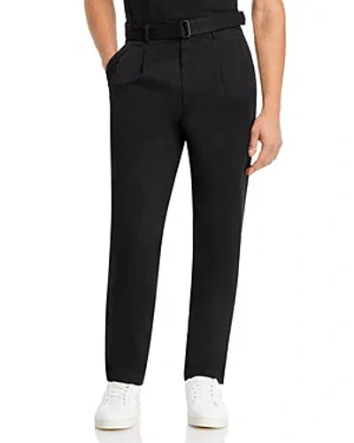 Michael Kors Belted Pleated Straight Fit Stretch Trousers In Black
