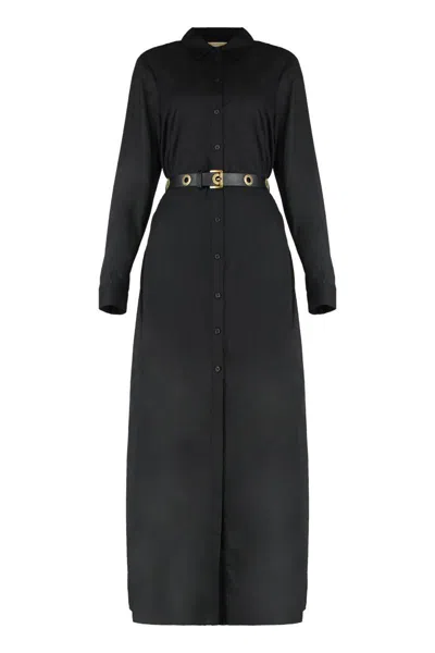 Michael Kors Belted Shirtdress In Black